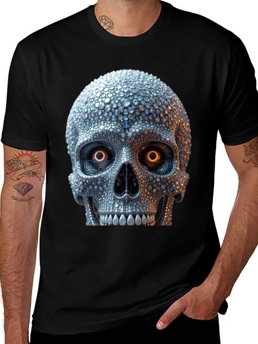 Rhinestone Skull Graphic Tee - Edgy Streetwear