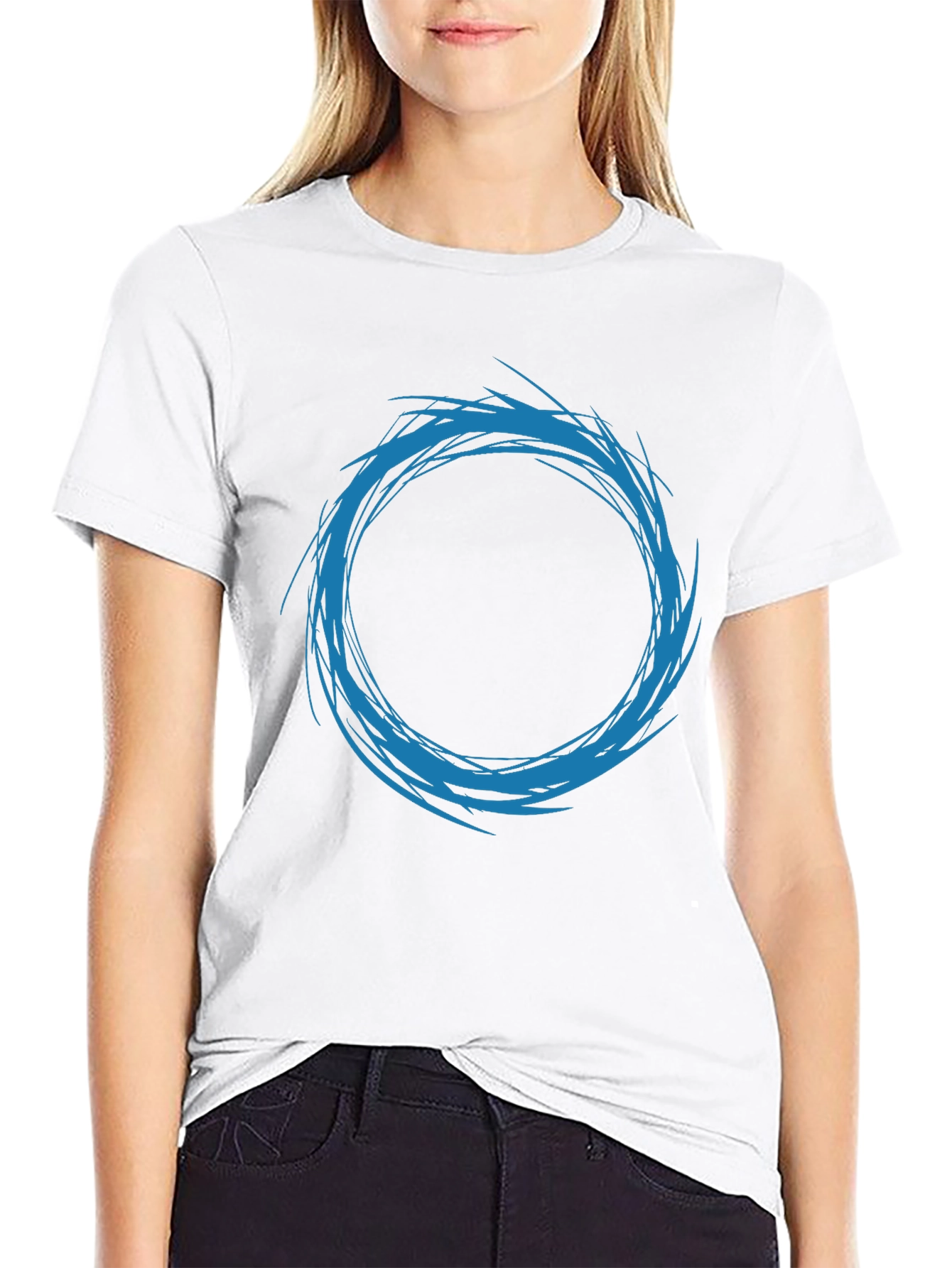 Abstract Circle Design T-Shirt - Black