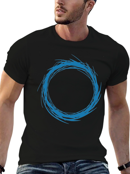 Abstract Circle Design T-Shirt - Black