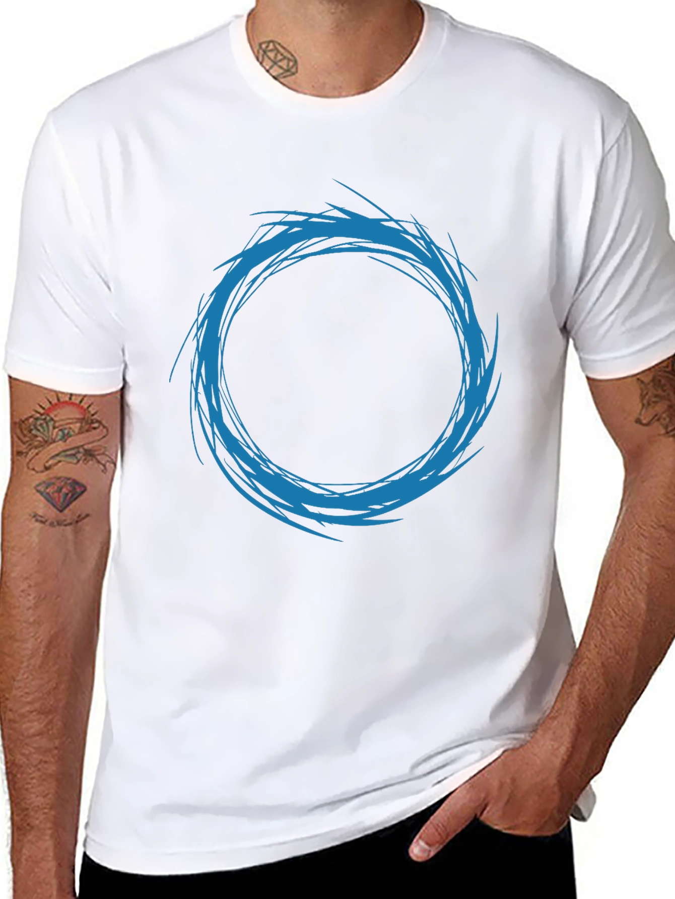 Abstract Circle Design T-Shirt - Black