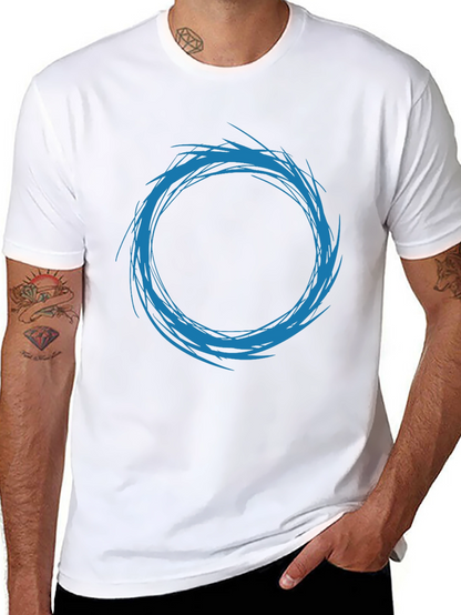 Abstract Circle Design T-Shirt - Black