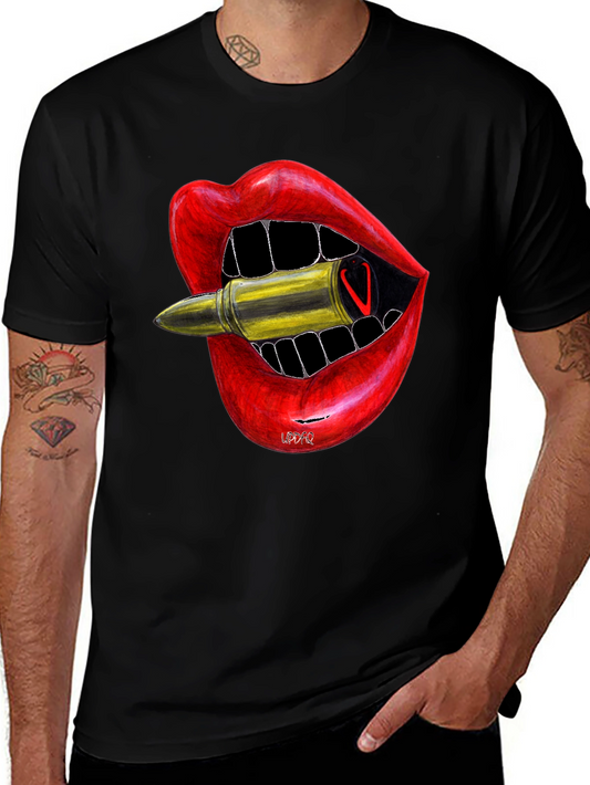 Lip Bite Bullet Graphic Tee - Edgy Style