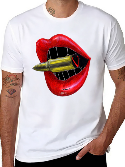 Lip Bite Bullet Graphic Tee - Edgy Style