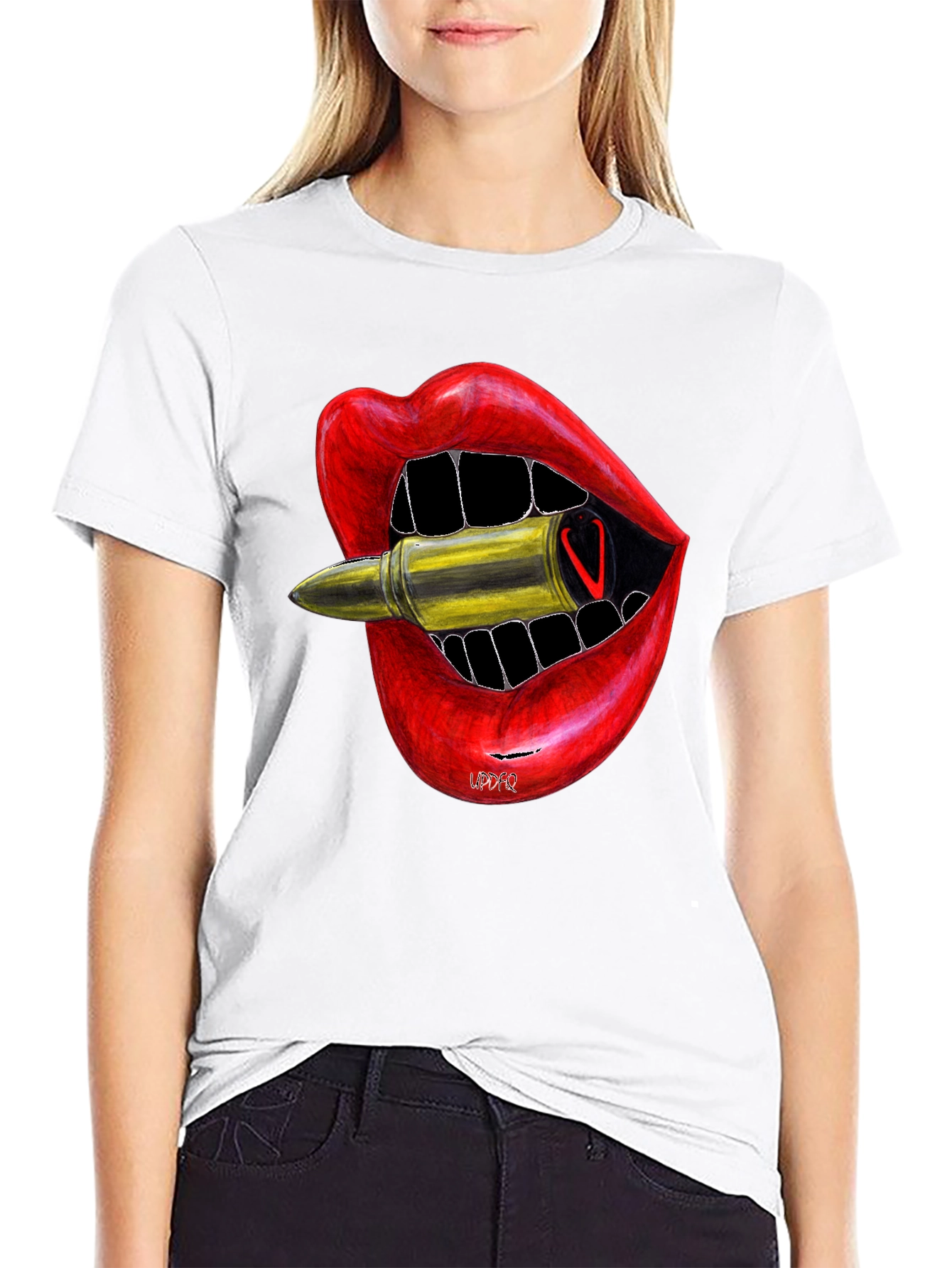 Lip Bite Bullet Graphic Tee - Edgy Style
