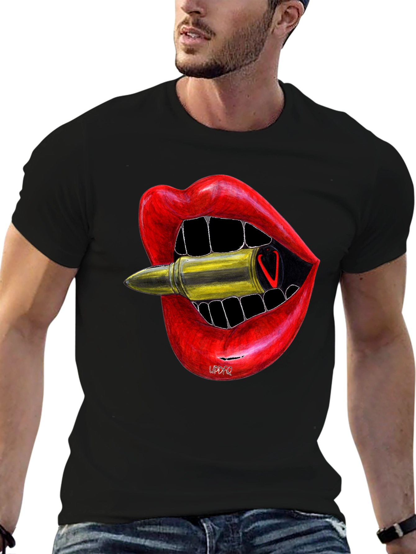 Lip Bite Bullet Graphic Tee - Edgy Style