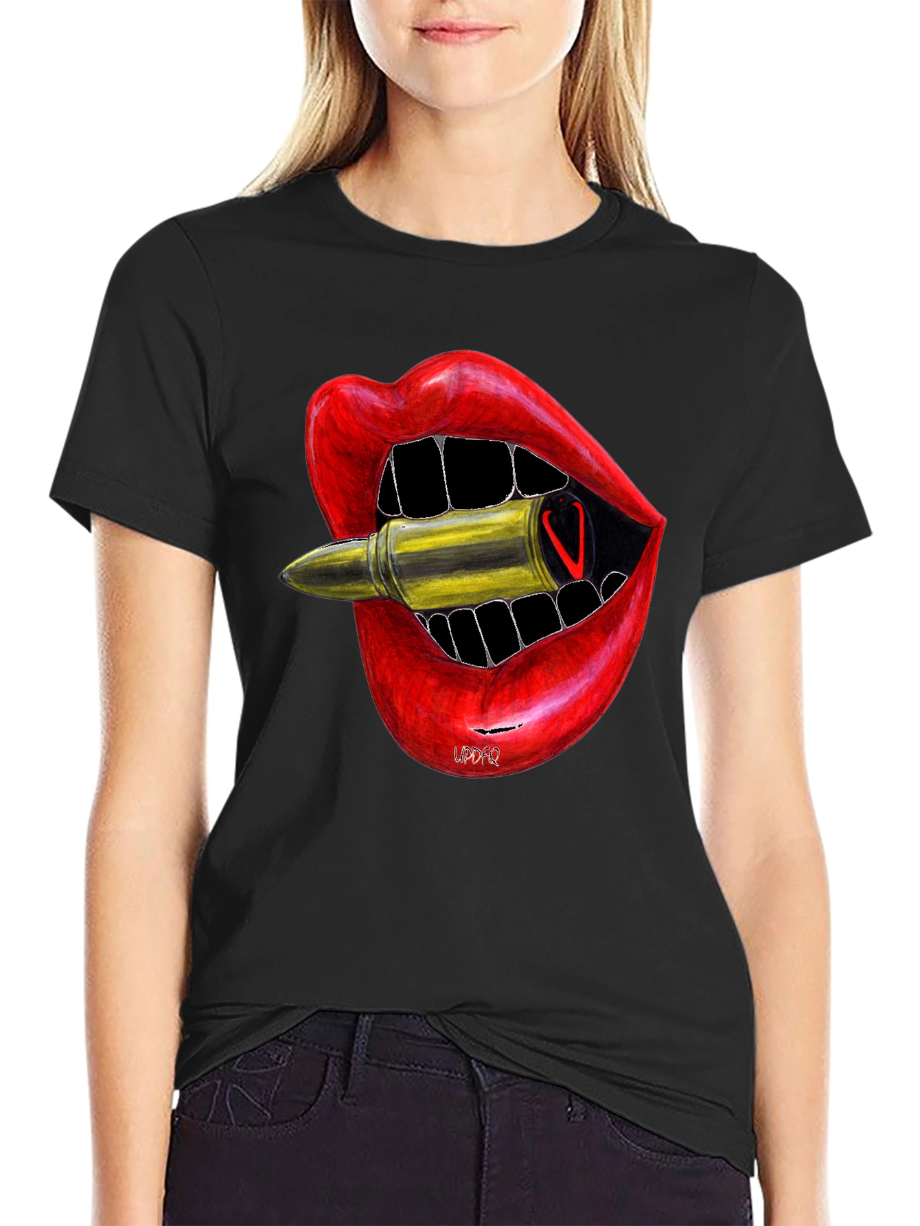 Lip Bite Bullet Graphic Tee - Edgy Style