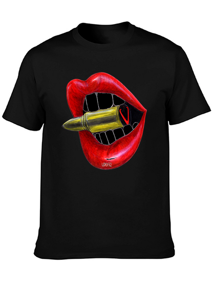 Lip Bite Bullet Graphic Tee - Edgy Style