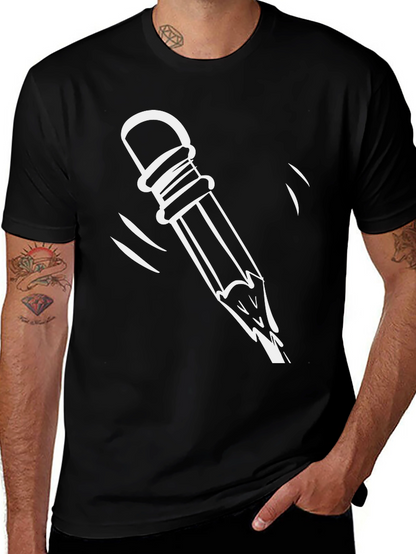 Quirky Broken Pencil Graphic Tee - Casual Black T-Shirt
