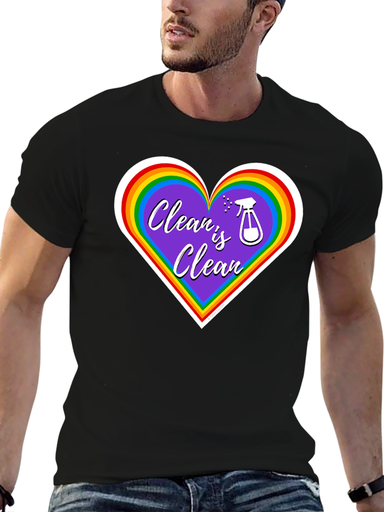 Clean is Clean Rainbow Heart T-Shirt