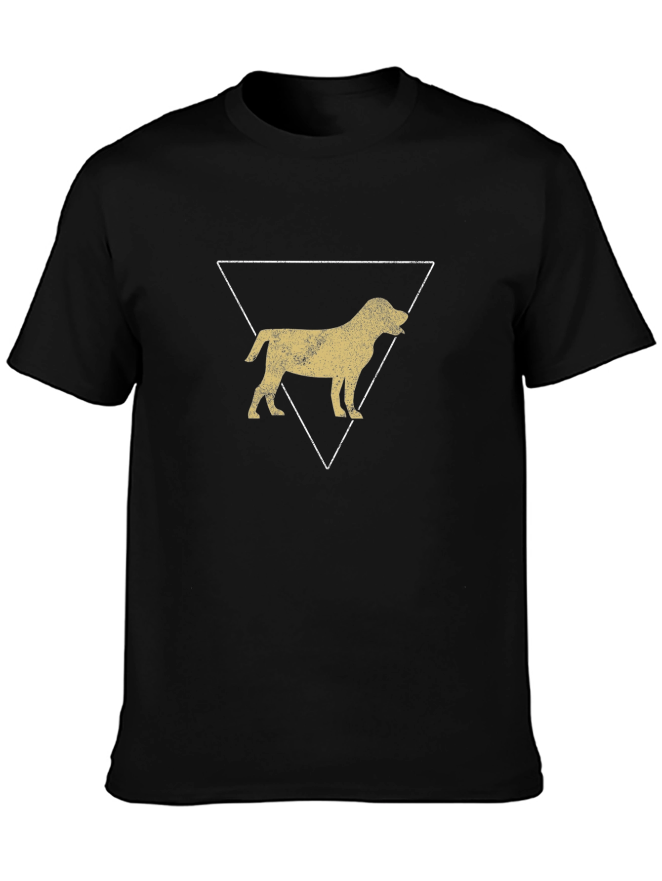 Dog Silhouette Triangle Graphic Tee - Black