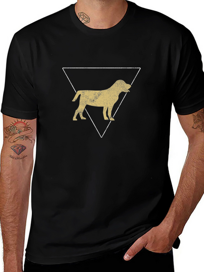 Dog Silhouette Triangle Graphic Tee - Black