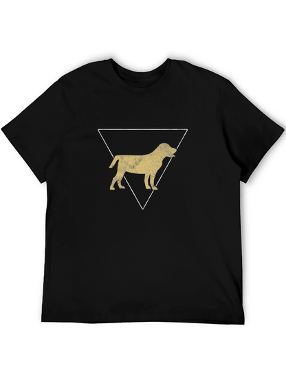 Dog Silhouette Triangle Graphic Tee - Black