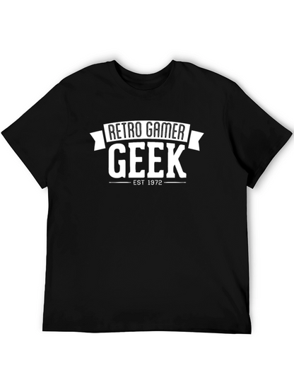 Retro Gamer Geek Est. 1972 Black T-Shirt