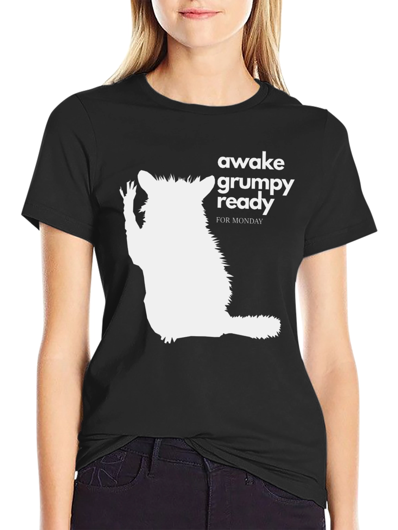 Awake Grumpy Ready for Monday Black T-Shirt