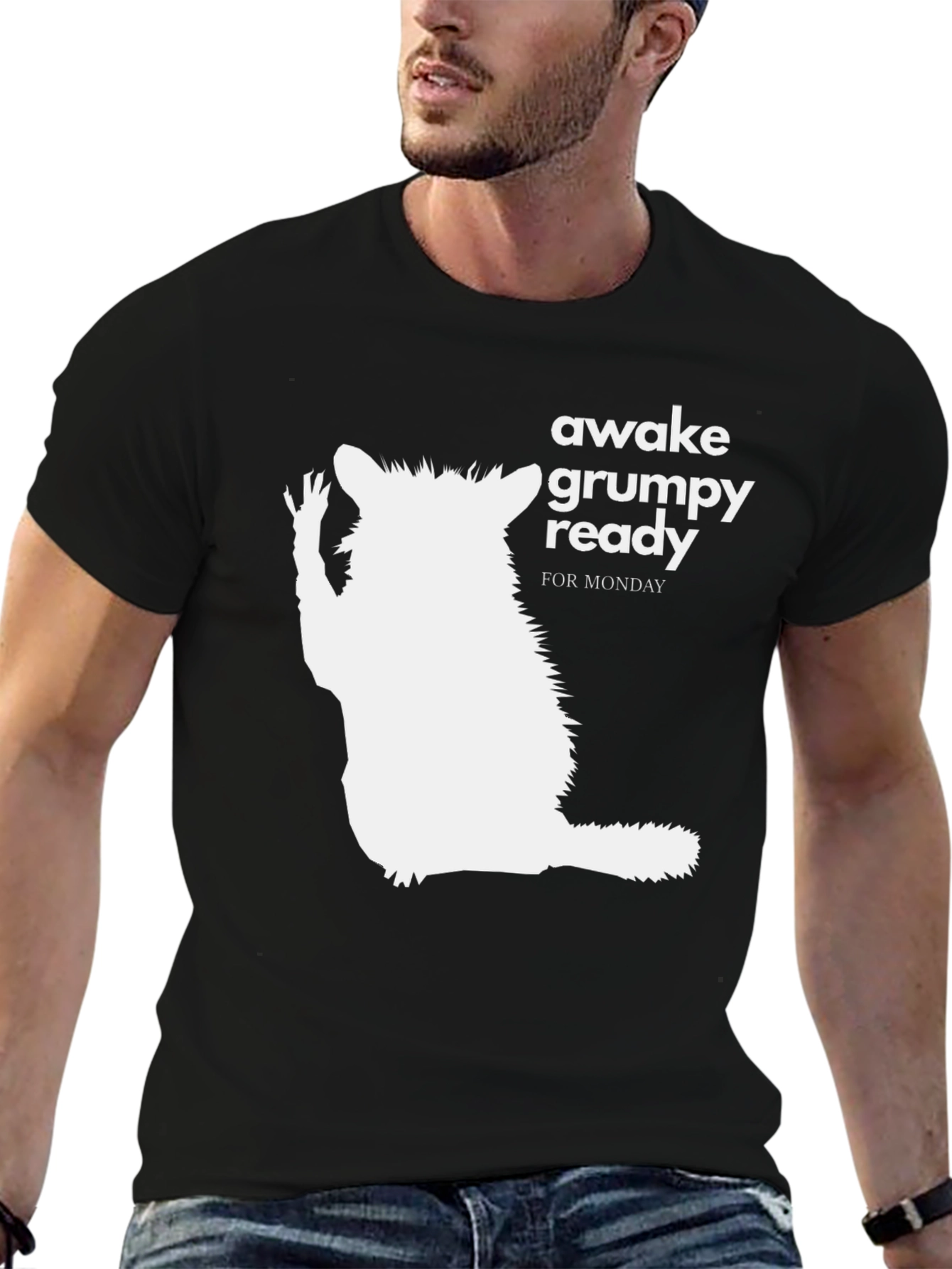 Awake Grumpy Ready for Monday Black T-Shirt