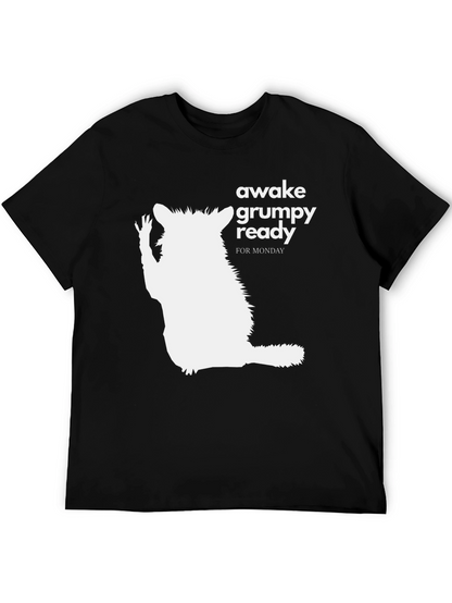 Awake Grumpy Ready for Monday Black T-Shirt