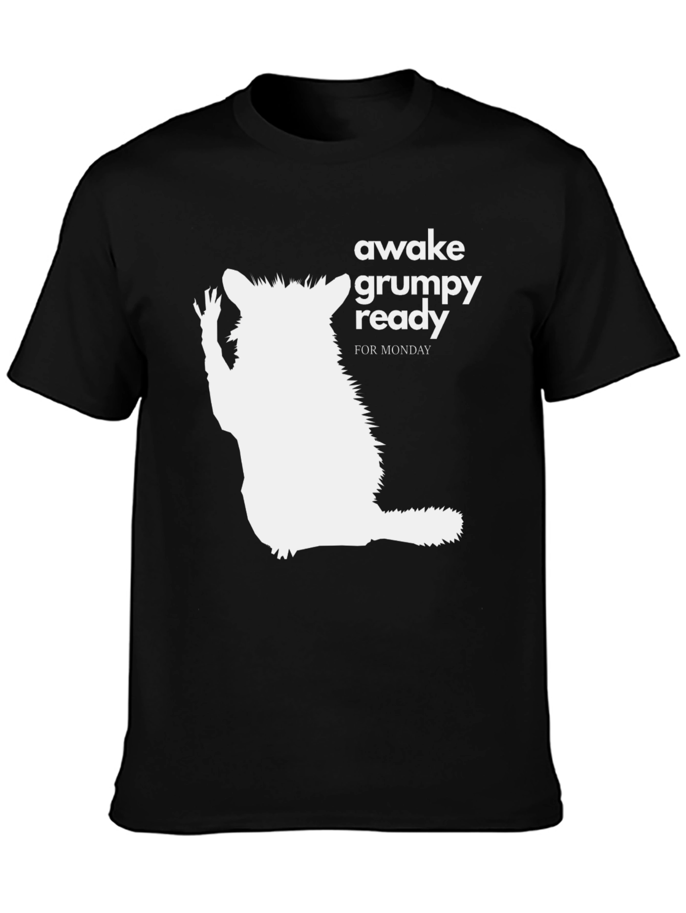 Awake Grumpy Ready for Monday Black T-Shirt
