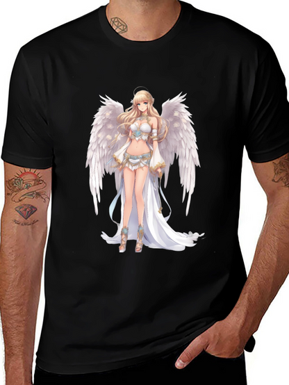 Anime Angel Graphic Black T-Shirt