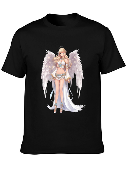 Anime Angel Graphic Black T-Shirt