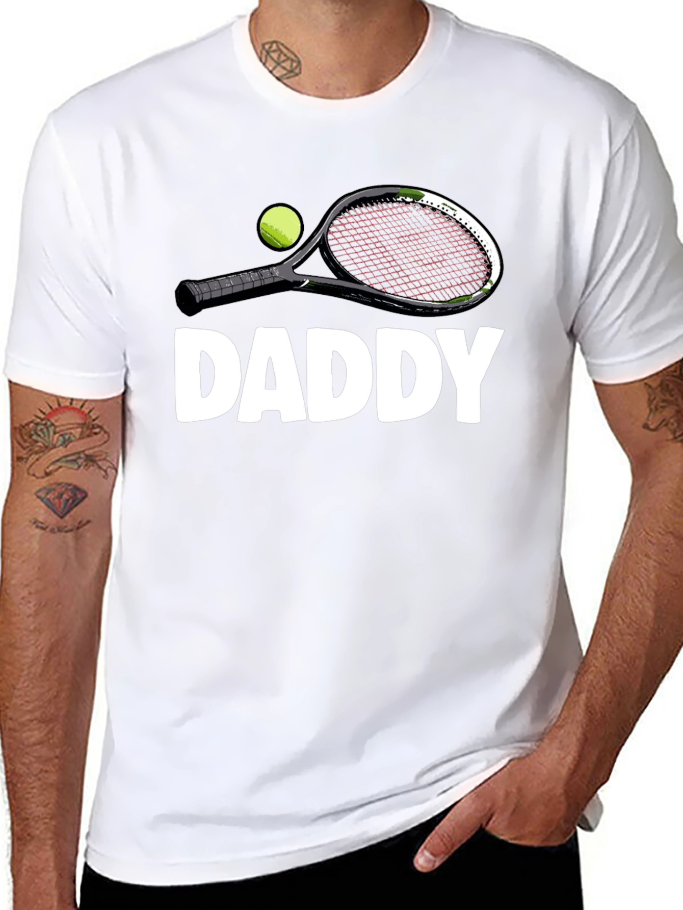 Daddy Tennis Racket Graphic T-Shirt