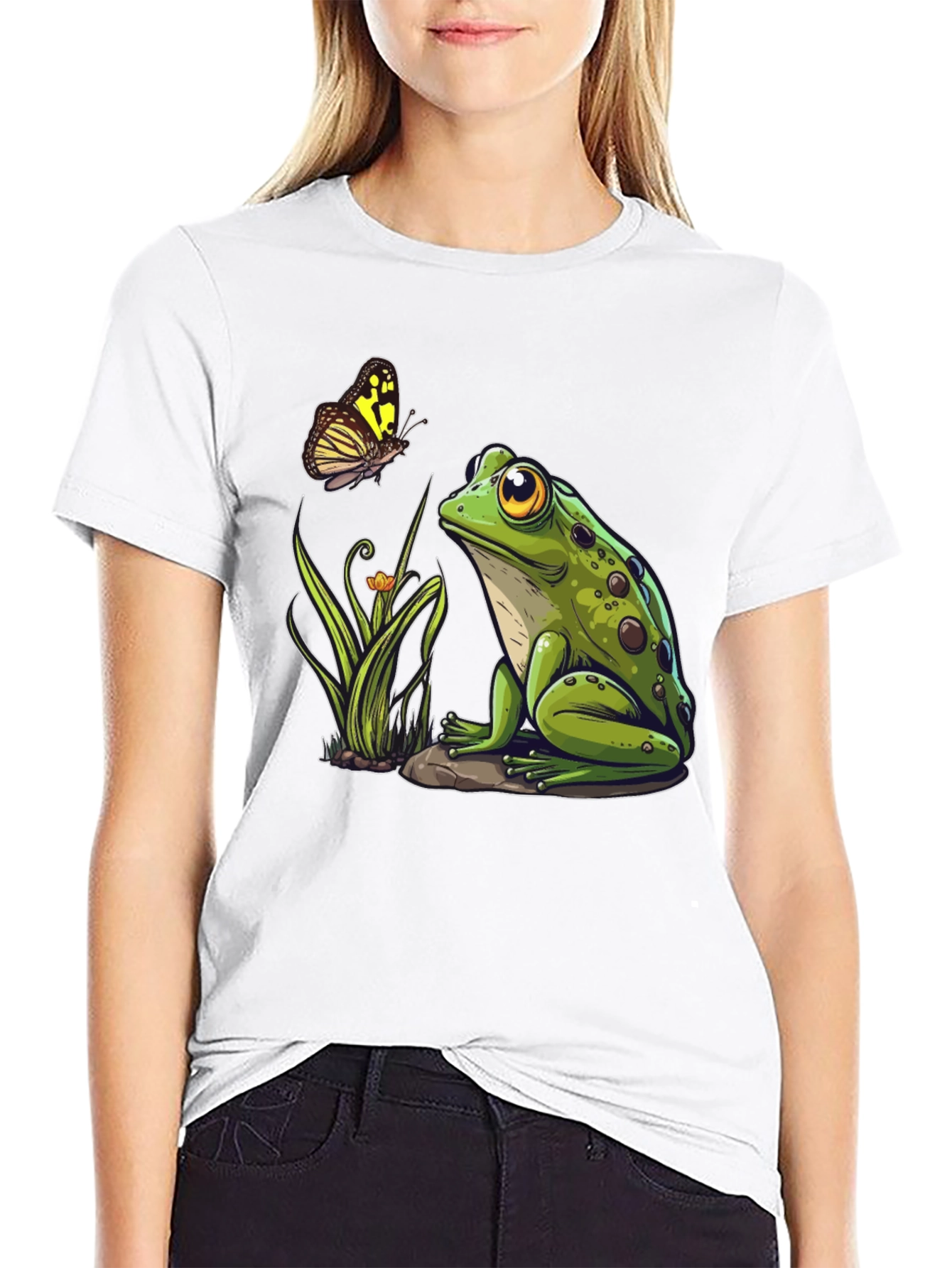 Frog & Butterfly Graphic Tee - Nature Lovers Shirt
