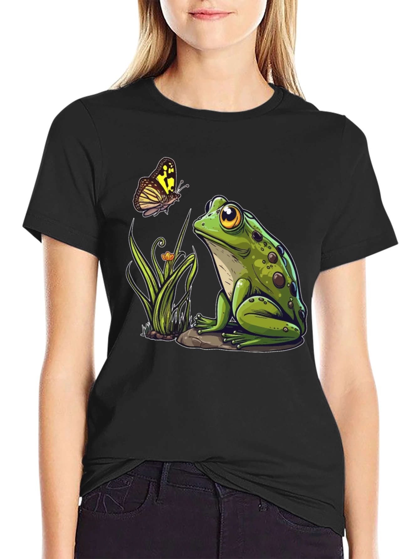 Frog & Butterfly Graphic Tee - Nature Lovers Shirt
