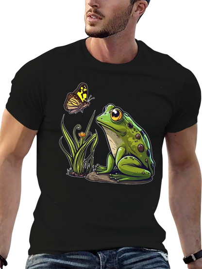 Frog & Butterfly Graphic Tee - Nature Lovers Shirt
