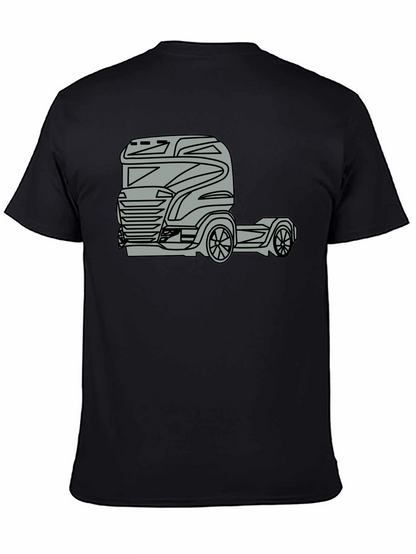 Truck Graphic Tee - Modern Black Cotton Blend T-Shirt