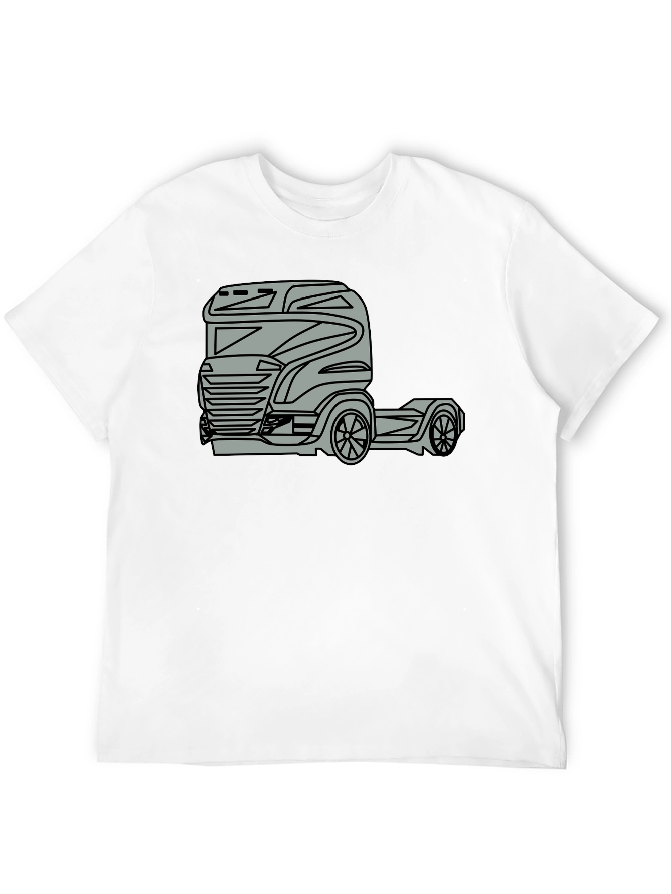 Truck Graphic Tee - Modern Black Cotton Blend T-Shirt