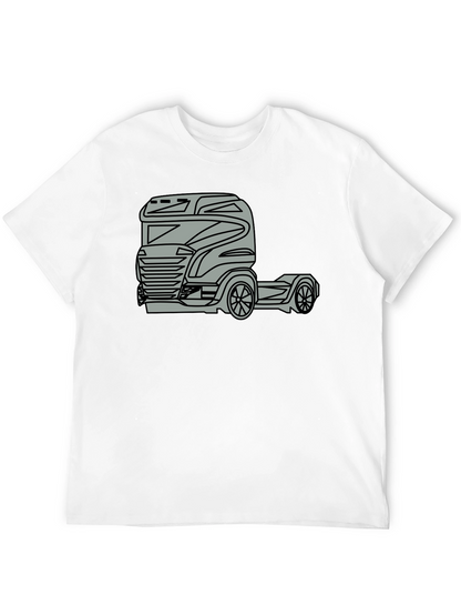 Truck Graphic Tee - Modern Black Cotton Blend T-Shirt