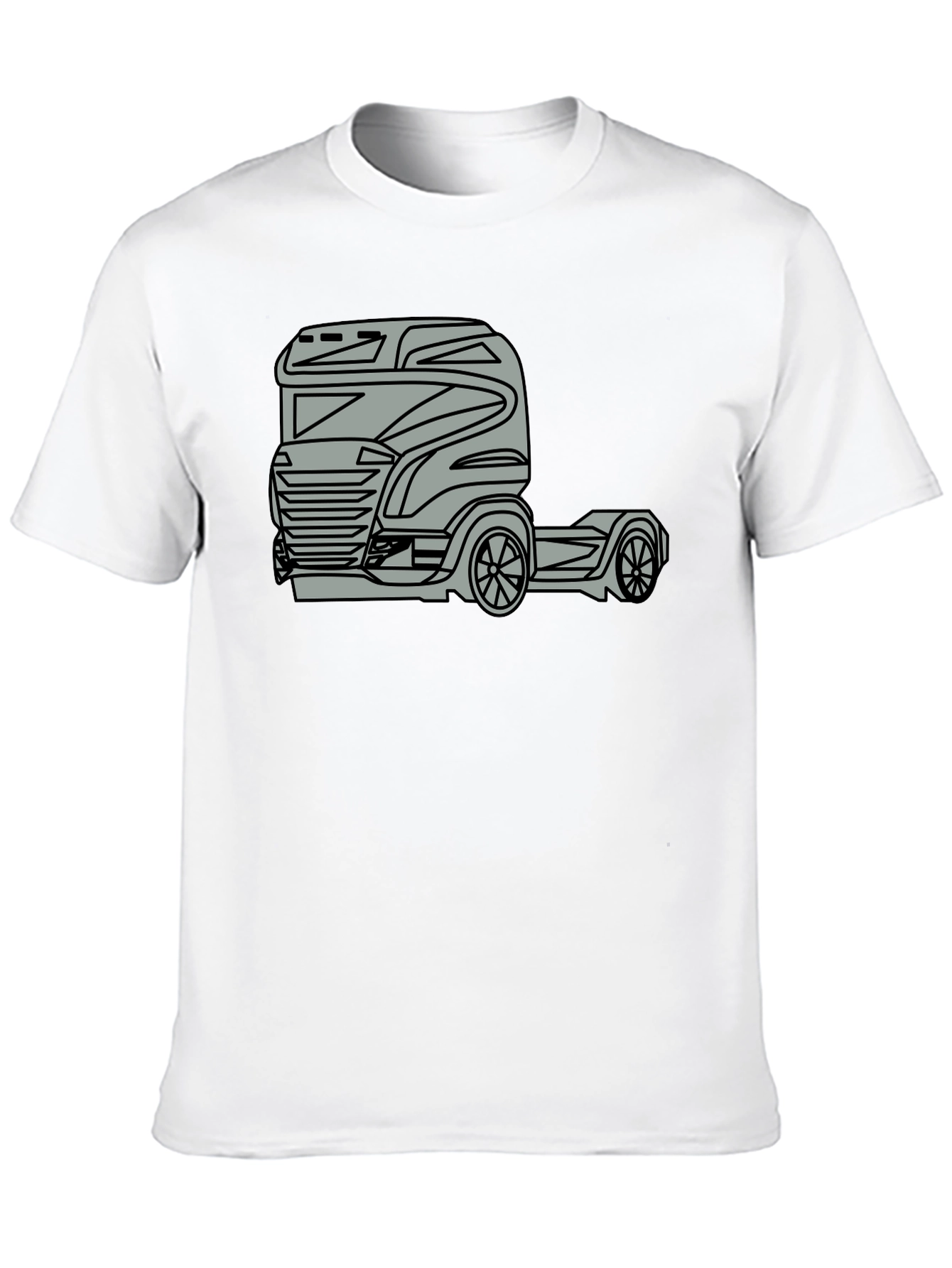 Truck Graphic Tee - Modern Black Cotton Blend T-Shirt