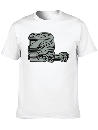 Truck Graphic Tee - Modern Black Cotton Blend T-Shirt