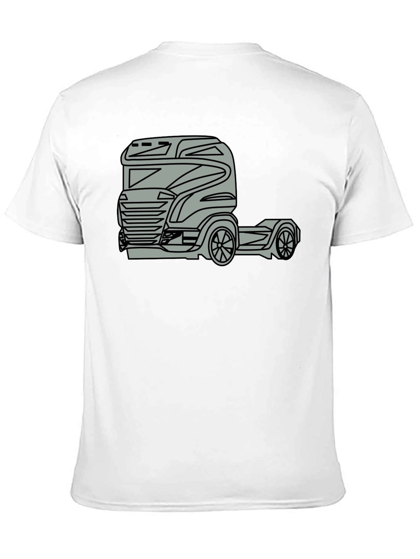 Truck Graphic Tee - Modern Black Cotton Blend T-Shirt