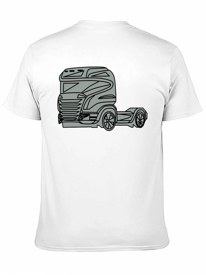 Truck Graphic Tee - Modern Black Cotton Blend T-Shirt