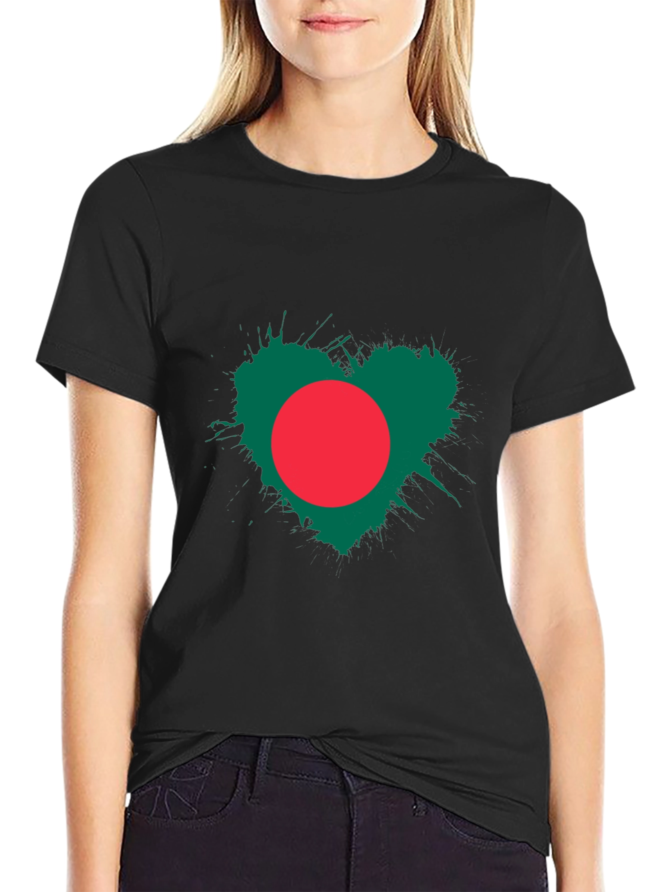 Bangladesh Flag Heart Graphic T-Shirt