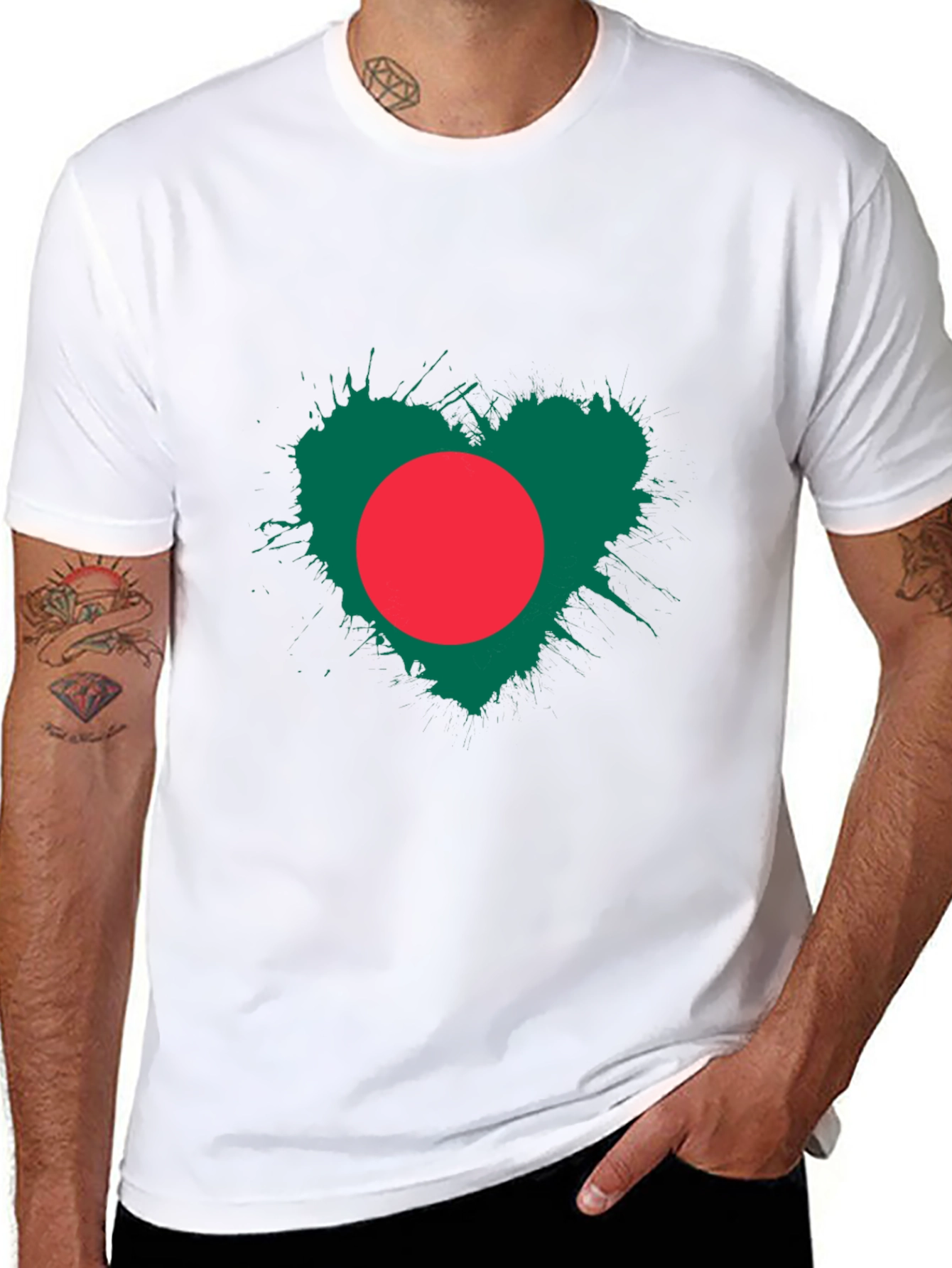 Bangladesh Flag Heart Graphic T-Shirt
