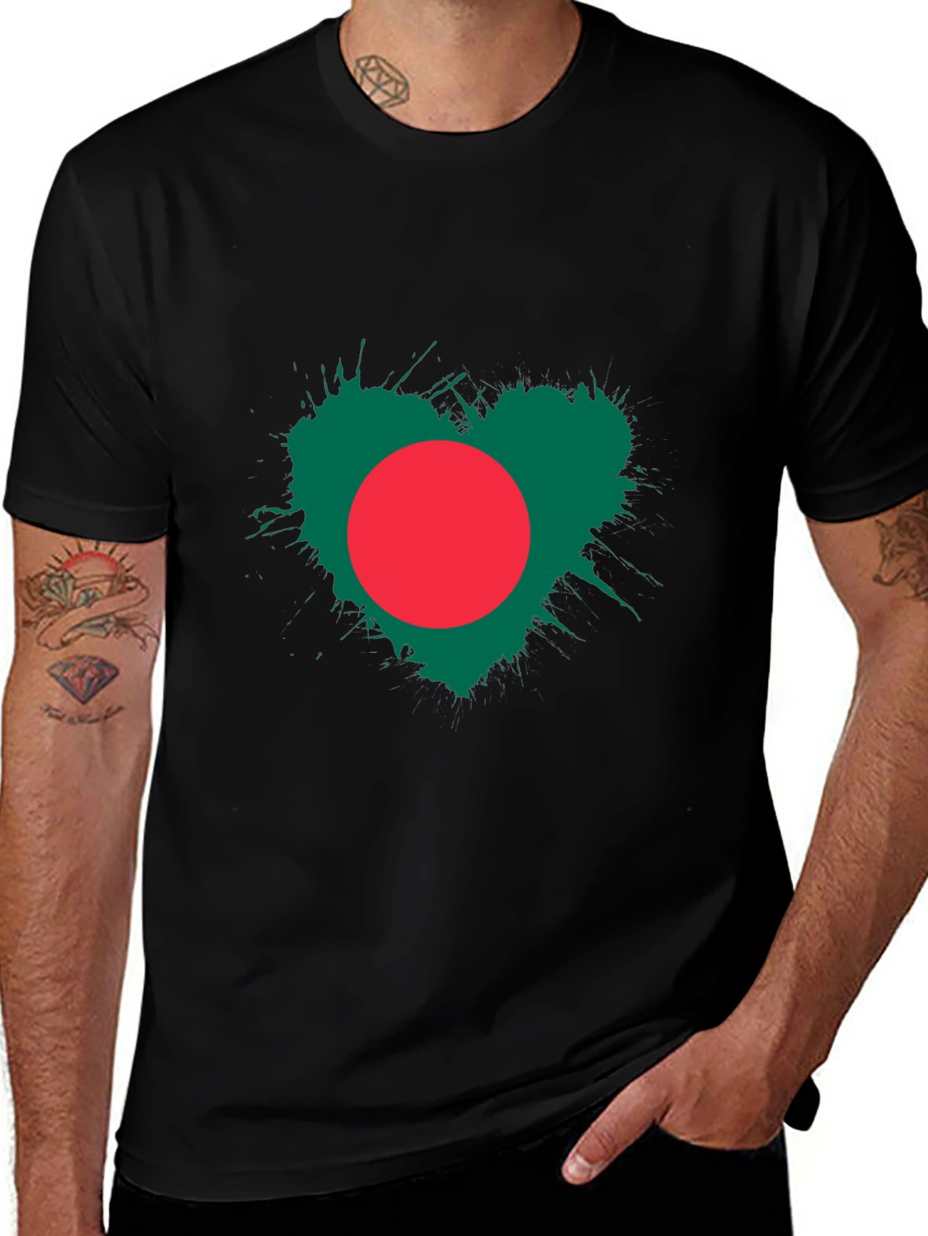 Bangladesh Flag Heart Graphic T-Shirt