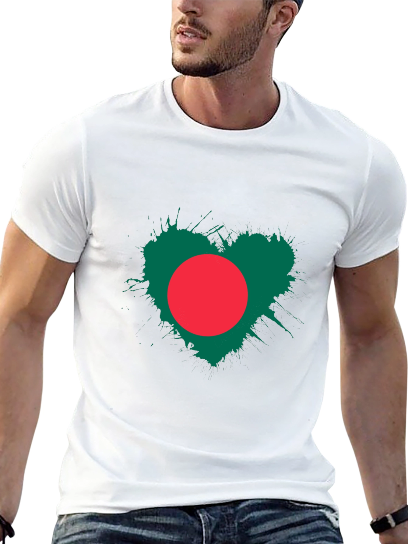 Bangladesh Flag Heart Graphic T-Shirt