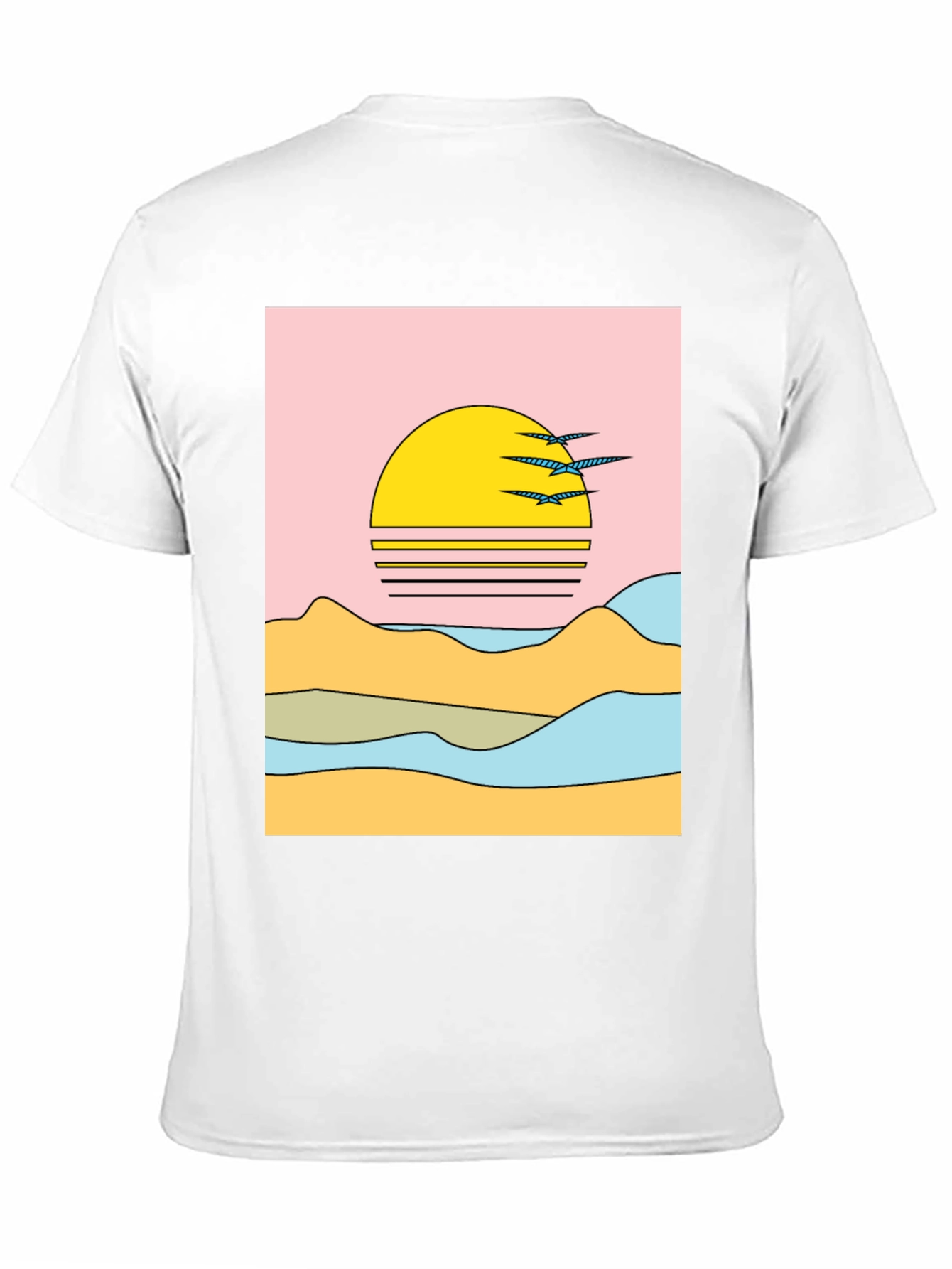 Retro Sunset Graphic Tee - Black Cotton Comfort