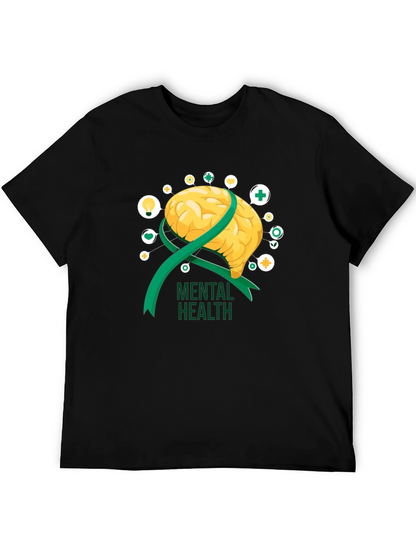 Mental Health Awareness T-Shirt: Brain & Ribbon Design