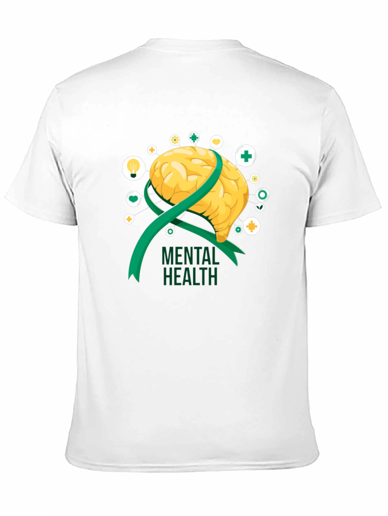 Mental Health Awareness T-Shirt: Brain & Ribbon Design