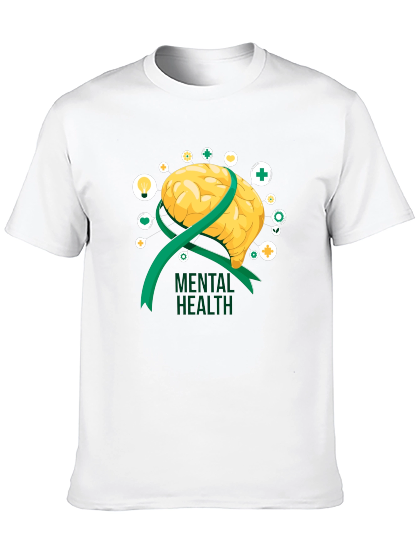 Mental Health Awareness T-Shirt: Brain & Ribbon Design