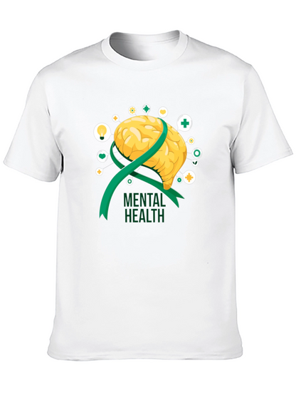 Mental Health Awareness T-Shirt: Brain & Ribbon Design
