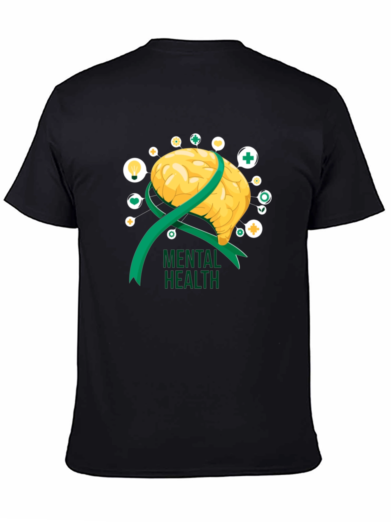 Mental Health Awareness T-Shirt: Brain & Ribbon Design