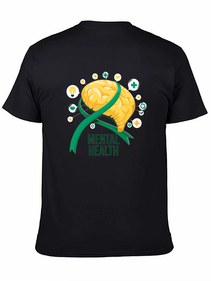 Mental Health Awareness T-Shirt: Brain & Ribbon Design
