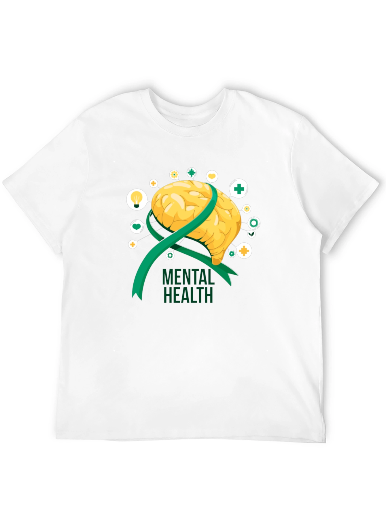 Mental Health Awareness T-Shirt: Brain & Ribbon Design