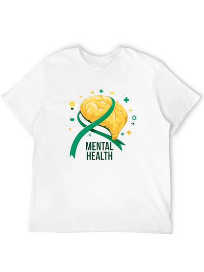 Mental Health Awareness T-Shirt: Brain & Ribbon Design