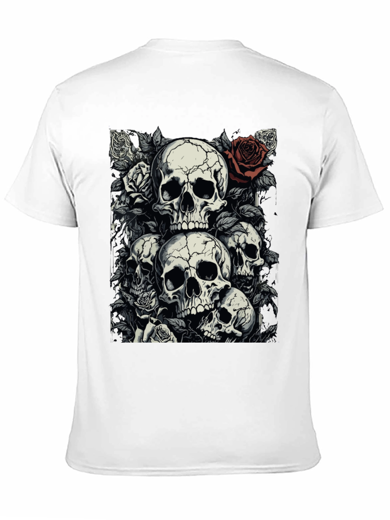Skull & Roses Graphic Tee - Dark Aesthetic