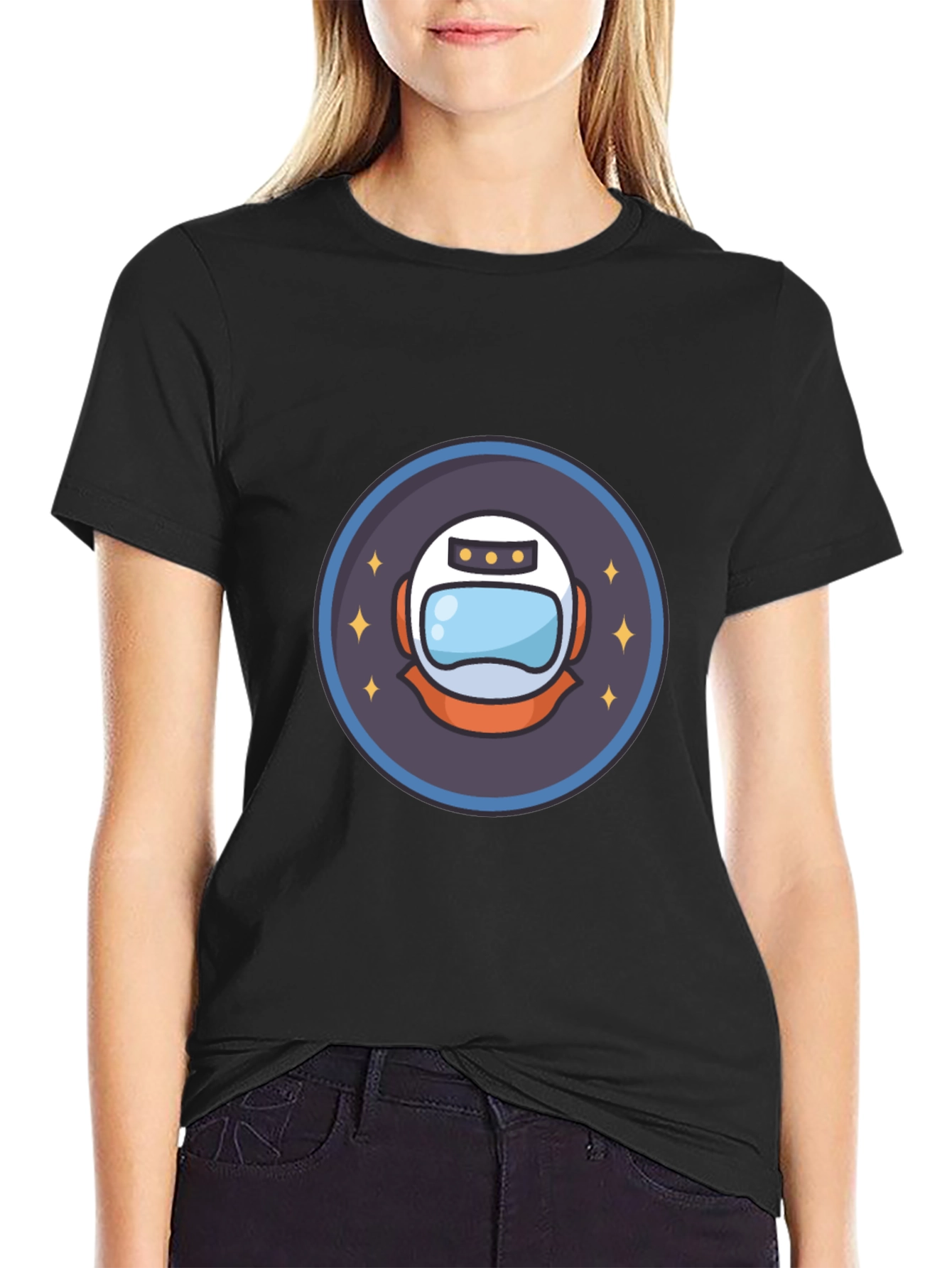 Astronaut Helmet Graphic T-Shirt - Black