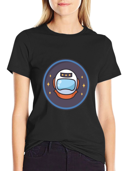 Astronaut Helmet Graphic T-Shirt - Black